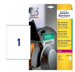 En_etiqueta adhesiva avery politileno blanco permanente laser fotocopiadora 210x297 mm blister 10 unidades