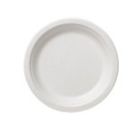 Piatto piano monouso Bio - rotondo - diametro 17,5 cm - cellulosa/canna da zucchero - bianco - Leone - conf. 50 pezzi