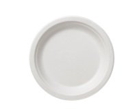 Piatto piano monouso Bio - rotondo - diametro 18 cm - cellulosa/canna da zucchero - bianco - Leone - conf. 50 pezzi