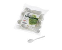 Cucchiaino monouso in CPLA - 10 cm - bianco - Leone - conf. 100 pezzi