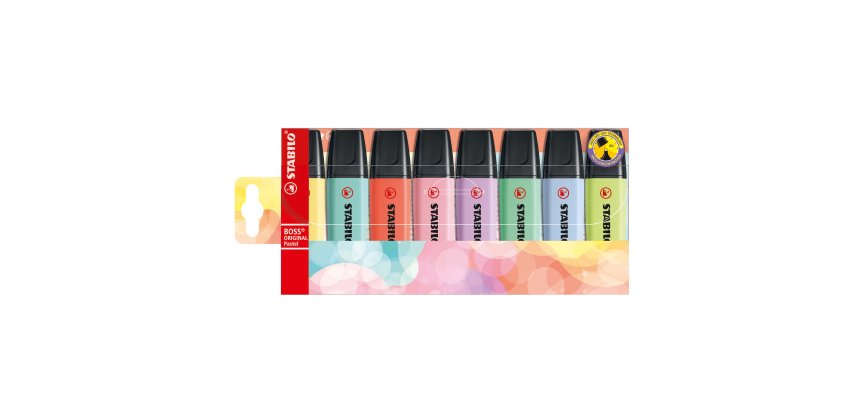 Evidenziatori Stabilo Boss Pastel - punta a scalpello - colori assortiti - Stabilo -  astuccio 8 pezzi