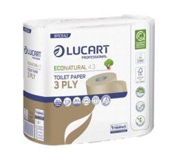 Carta igienica EcoNatural 4.3 Plastic Free - 270 strappi - Lucart - pacco 4 rotoli