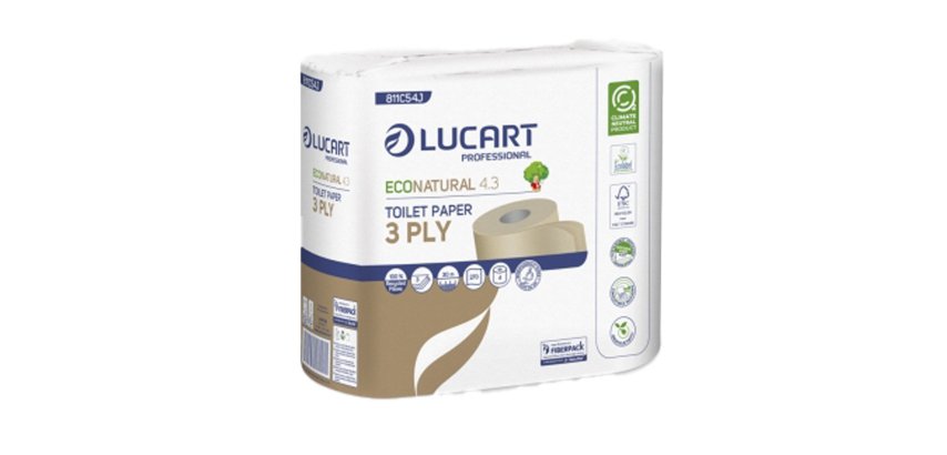 Carta igienica EcoNatural 4.3 Plastic Free - 270 strappi - Lucart - pacco 4 rotoli