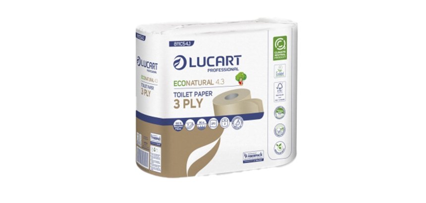 Carta igienica EcoNatural 4.3 Plastic Free - 270 strappi - Lucart - pacco 4 rotoli