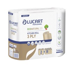 Asciugatutto EcoNatural 2.3 Plastic Free - 200 strappi - Lucart - pacco 2 rotoli