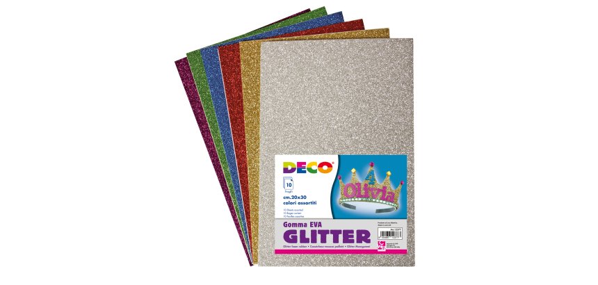 Gomma Crepp Glitter - 20x30 cm - colori assortiti - DECO - busta 10 fogli