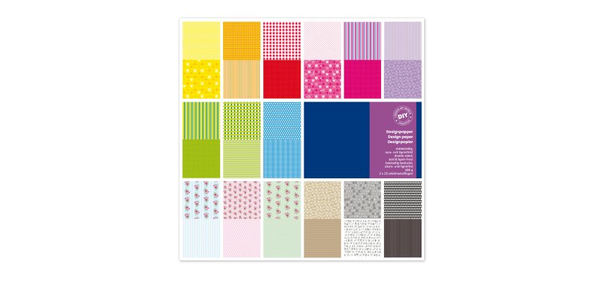 Carta Scarpbooking Vichy - 30,5 x 30,5 cm - 180 gr/m² - colori assortiti - DECO - conf. 30 fogli