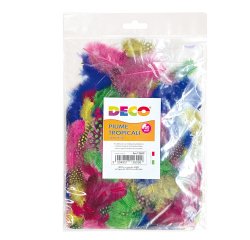 Piume tropicali - dimensione 50-100 mm - colori assortiti - DECO - conf. 100 pezzi