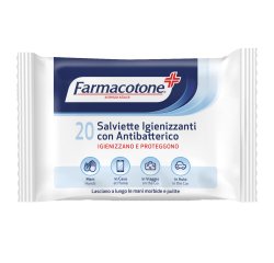 Salviette igienizzanti con antibatterico - Farmacotone - busta da 20 pezzi