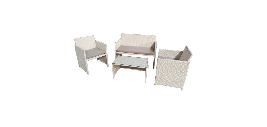 Salotto Valencia - bianco/grigio - Garden Friend - set 4 elementi