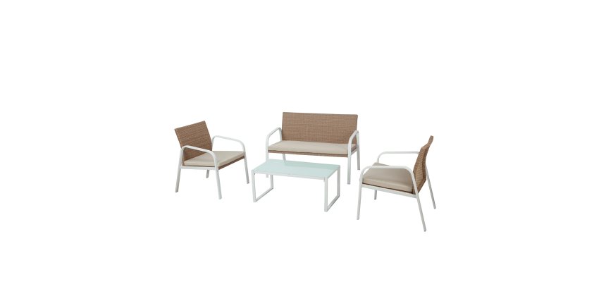 Salotto Madeira - bianco/beige - Garden Friend - set 4 elementi