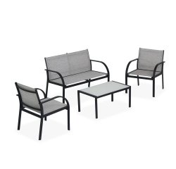 Salotto Ankara - nero/grigio - Garden Friend - set 4 elementi