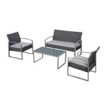 Salotto Alicante - nero/grigio - Garden Friend - set 4 elementi