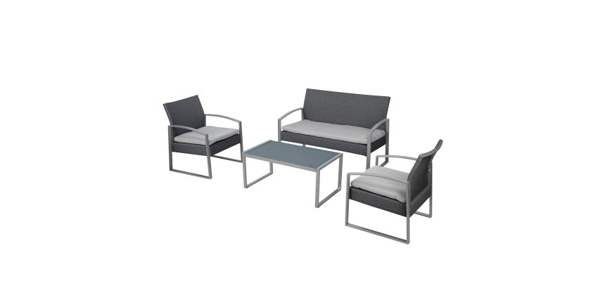 Salotto Alicante - nero/grigio - Garden Friend - set 4 elementi