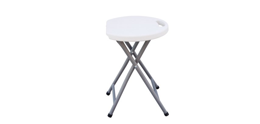 Sgabello Horeca - pieghevole - 44 x 30 x 30 cm - acciaio/HDPE - bianco - Garden Friend