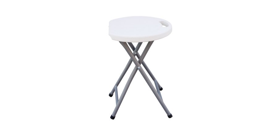 Sgabello Horeca - pieghevole - 44 x 30 x 30 cm - acciaio/HDPE - bianco - Garden Friend