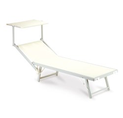 Lettino con copertura Ibiza - 36 x 186 x 59 cm - alluminio/texilene - beige - Garden Friend