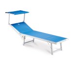 Lettino con copertura Ibiza - 36 x 186 x 59 cm - alluminio/texilene - blu - Garden Friend