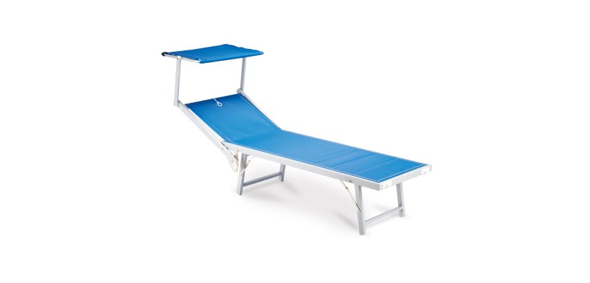 Lettino con copertura Ibiza - 36 x 186 x 59 cm - alluminio/texilene - blu - Garden Friend
