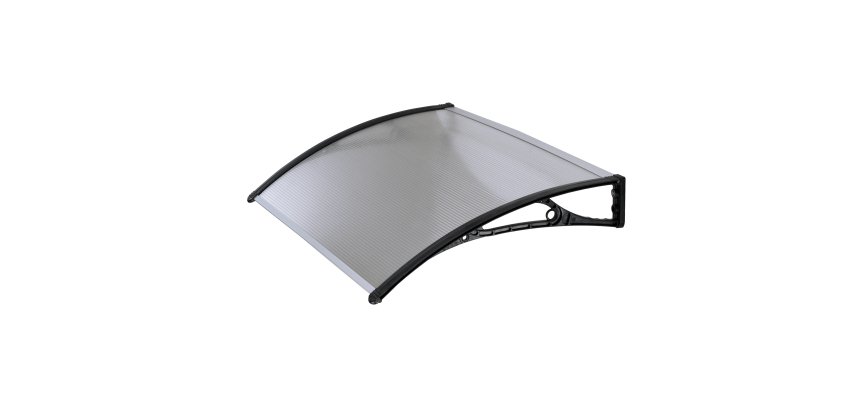 Pensilina modulare - 100 x 60 cm - policarbonato alveolare - trasparente - X-Robust