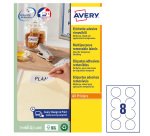 AVERY Etichette in carta bianca Ø 63,5 mm, 8 etichette per foglio, adesivo rimovibile, laser e inkjet, 25 fogli
