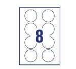 AVERY Etichette in carta bianca Ø 63,5 mm, 8 etichette per foglio, adesivo rimovibile, laser e inkjet, 25 fogli