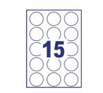 AVERY Etichette in carta bianca Ø 51 mm, 15 etichette per foglio, adesivo rimovibile, laser e inkjet, 25 fogli