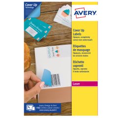 Etichette adesive coprenti BlockOut - in carta - permanenti - 45,7 x 21,2 mm - 48 et/fg - 25 fogli - bianco - Avery