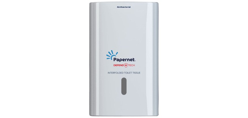 Dispenser antibatterico Defend Tech - per carta igienica interfogliata - Papernet