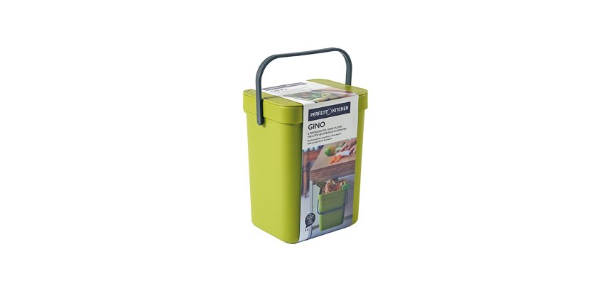 Pattumiera Gino - per rifiuti organici - 5 L - verde - Perfetto