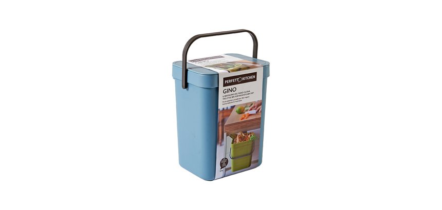 Pattumiera Gino - per rifiuti organici - 5 L - azzurro - Perfetto