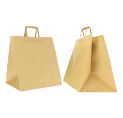 Shoppers Flat Maxi - maniglie piattina - 36 x 32 x 36 cm - carta kraft - avana - Mainetti Bags - conf. 150 pezzi