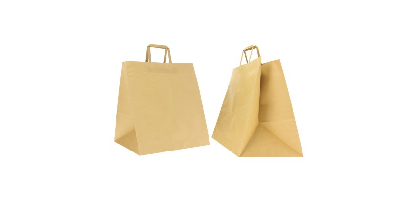 Shoppers Flat Maxi - maniglie piattina - 36 x 32 x 36 cm - carta kraft - avana - Mainetti Bags - conf. 150 pezzi