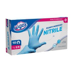 Guanti in nitrile non talcato - per uso medicale - taglia S/M - azzurro - Logex Professional - scatola 100 pezzi