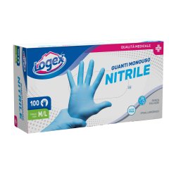 Guanti in nitrile non talcato - per uso medicale - taglia M/L - azzurro - Logex Professional - scatola 100 pezzi