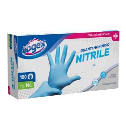 Guanti in nitrile non talcato - per uso medicale - taglia M/L - azzurro - Logex Professional - scatola 100 pezzi