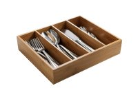 Portabustine / portaposate - in bamboo - 29 x 27,5 x 6 cm - colore naturale - Leone