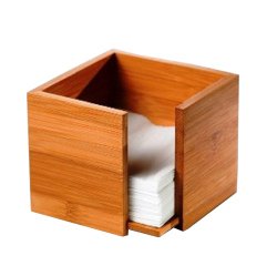 Portatovaglioli - in bamboo - 19 x 19 x 10 cm - colore naturale - Leone