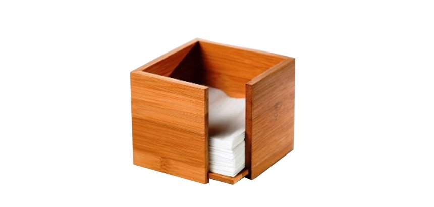Portatovaglioli - in bamboo - 19 x 19 x 10 cm - colore naturale - Leone