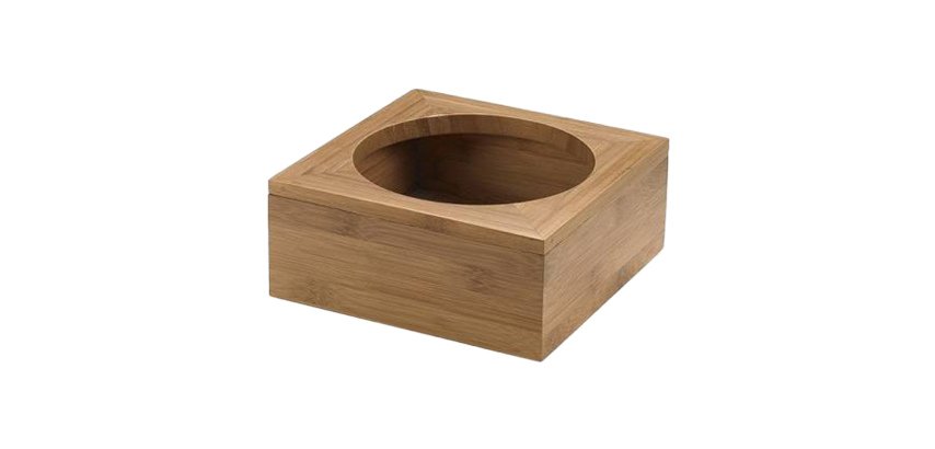Supporto per ciotola - in bamboo - 26x26x11 cm - colore naturale - Leone