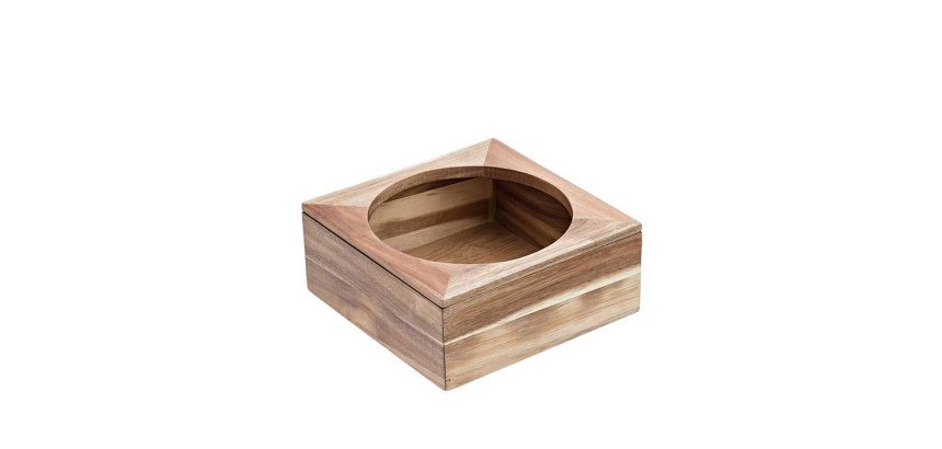 Supporto per ciotola - in bamboo - 26x26x11 cm - colore naturale - Leone