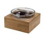 Supporto per ciotola - in bamboo - 26x26x11 cm - colore naturale - Leone