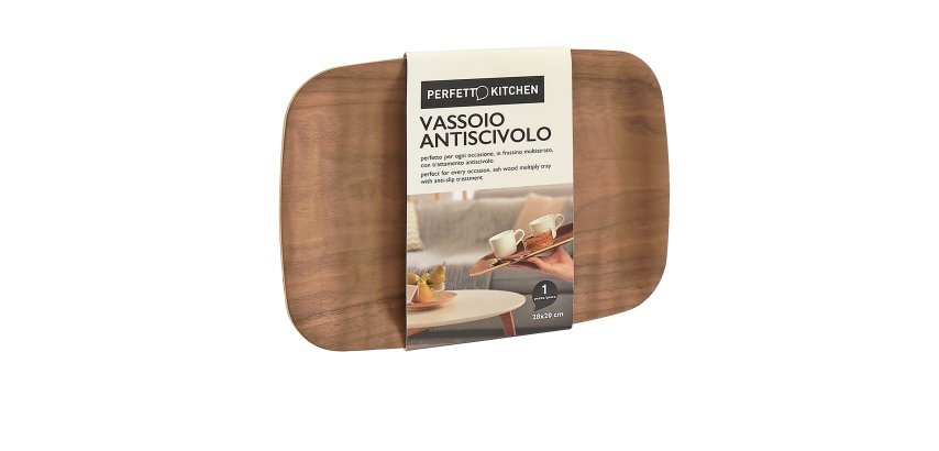Vassoio antiscivolo - in legno frassino - 28 x 20 cm - Perfetto