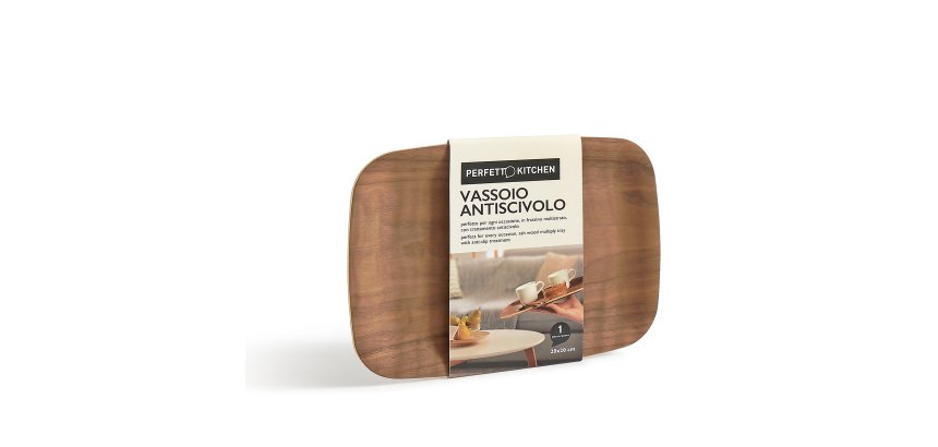 Vassoio antiscivolo - in legno frassino - 28 x 20 cm - Perfetto