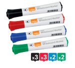 Pennarelli Glide per lavagne bianche -  punta tonda - colori assortiti - Nobo - astuccio 10 pezzi