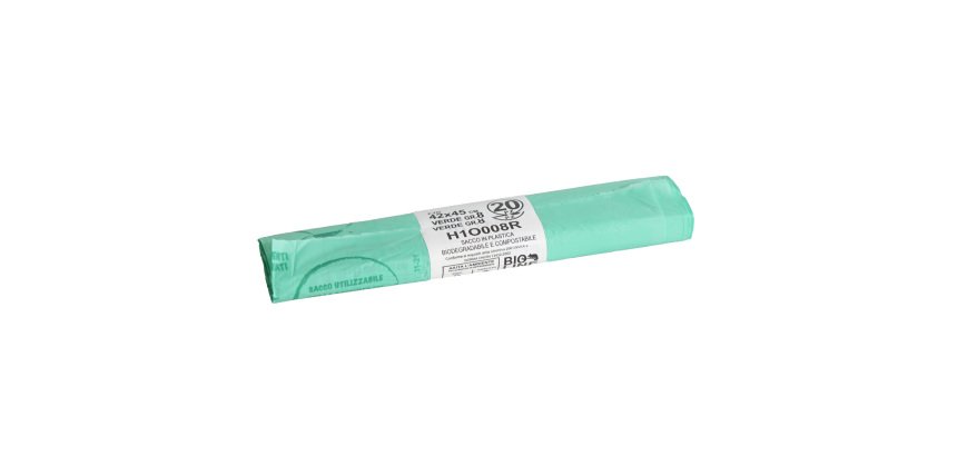 Sacchi bio - 42x45 cm - 10 L - 16 micron - verde - conf. 20 pezzi