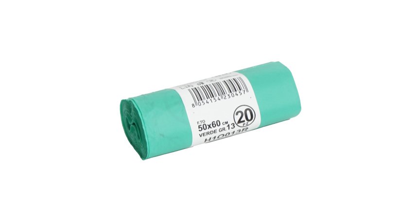 Sacchi bio - 50x60 cm - 30 L - 17 micron - verde - conf. 20 pezzi