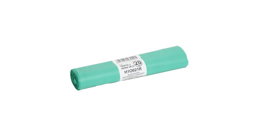 Sacchi bio - 70x70 cm - 70 L - 18 micron - verde - conf. 20 pezzi