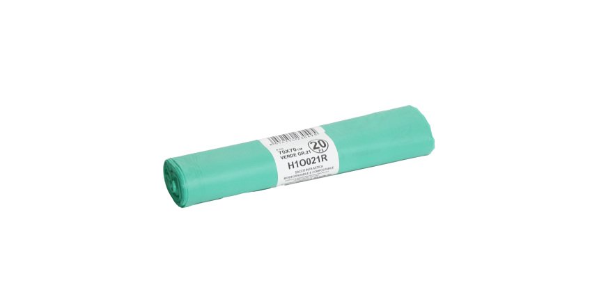 Sacchi bio - 70x70 cm - 70 L - 18 micron - verde - conf. 20 pezzi