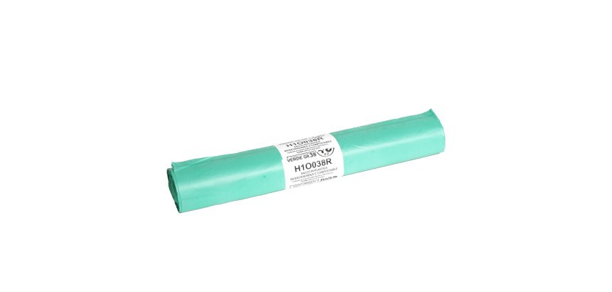 Sacchi bio - 70x100 cm - 110 L - 18 micron - verde - conf. 10 pezzi